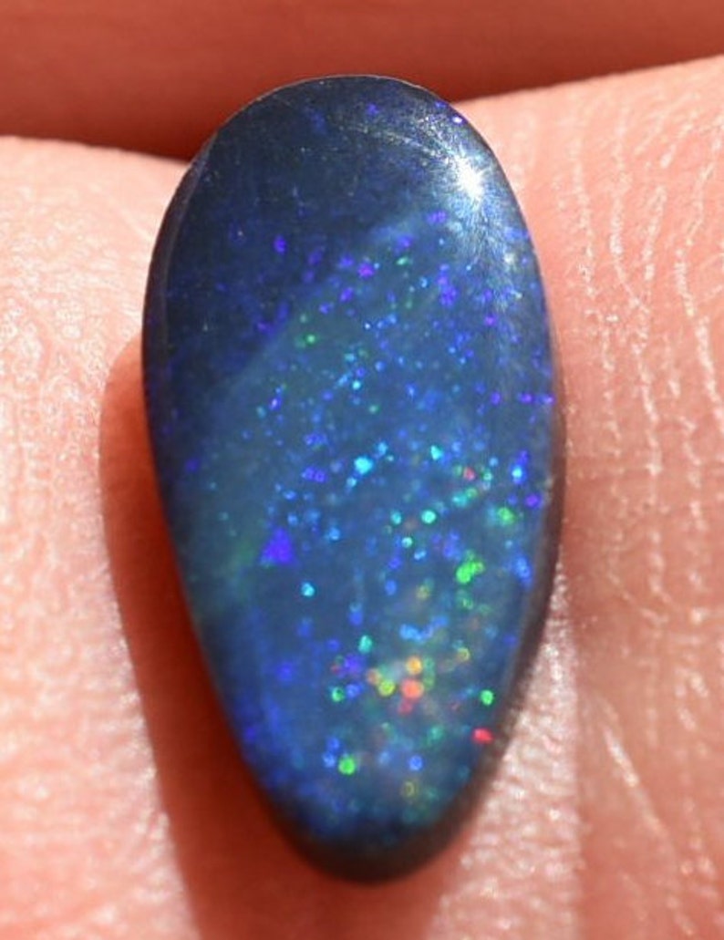 Black Opal Doublet #0191 Pinfire 1.29 Crt Green Blue Red Free form Lightning Ridge Australia handmade gift gem stone birthstone