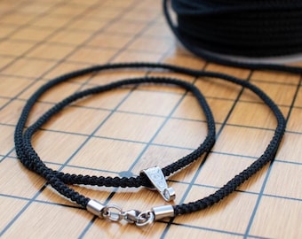 Custom Length Black Nylon Cord Necklace, Jewelry Making Supplies, Stainless jewelry, pendant supplies, 3mm nylon necklace, Durable jewelry