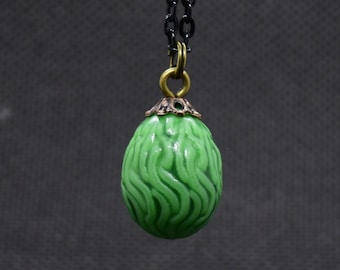 Green Fairy Dragon Egg Pendant, Green Drop Necklace, Earth Dragon Egg, Dragon Fantasy Necklace, Wyvern Egg, Magical Egg Pendant, Red Dragon
