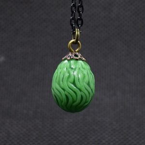 Green Fairy Dragon Egg Pendant, Green Drop Necklace, Earth Dragon Egg, Dragon Fantasy Necklace, Wyvern Egg, Magical Egg Pendant, Red Dragon