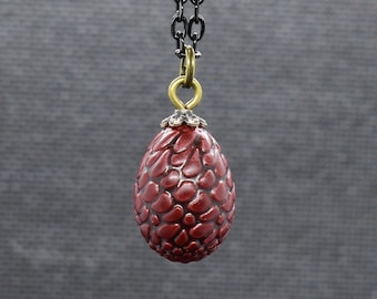 Red Fairy Dragon's Egg Pendant, Red Drop Necklace, Fire Dragon Egg, Dragon Fantasy Necklace, Wyvern's Egg, Magical Egg Pendant, Red Dragon