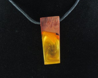 Resin Wood Pendant, Golden Swirl Necklace, Burl wood Jewelry, Magical Pendant, Cosplay Props, Anime Pendant, Basic Jewelry, Minimalist Gifts