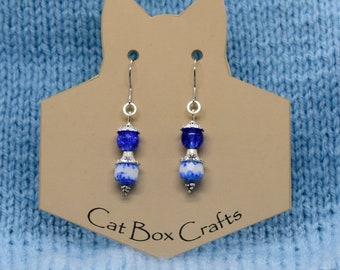 Victorian Antique Style " Blue and White Porcelain "*  Earrings, Steampunk, Inspired by Chinese blue-and-white Porcelain, Victorian Fashion