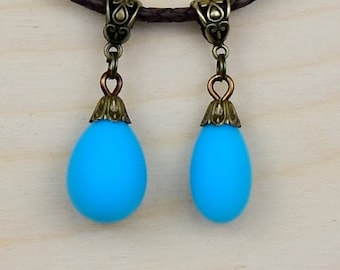 Blue Sky Teardrop Pendant Necklace, Fantasy Jewelry, Magical Item, RPG Artifact, Enchanted Gem, Egg Shaped Jewelry, Raindrop Jewelry