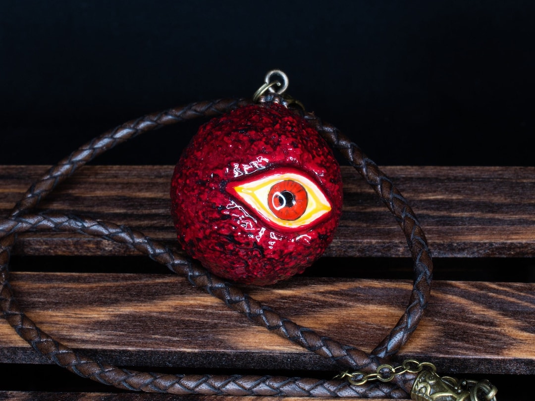 Red Eyeball Pendant - Orb of Crimson Eye - Horror Jewelry