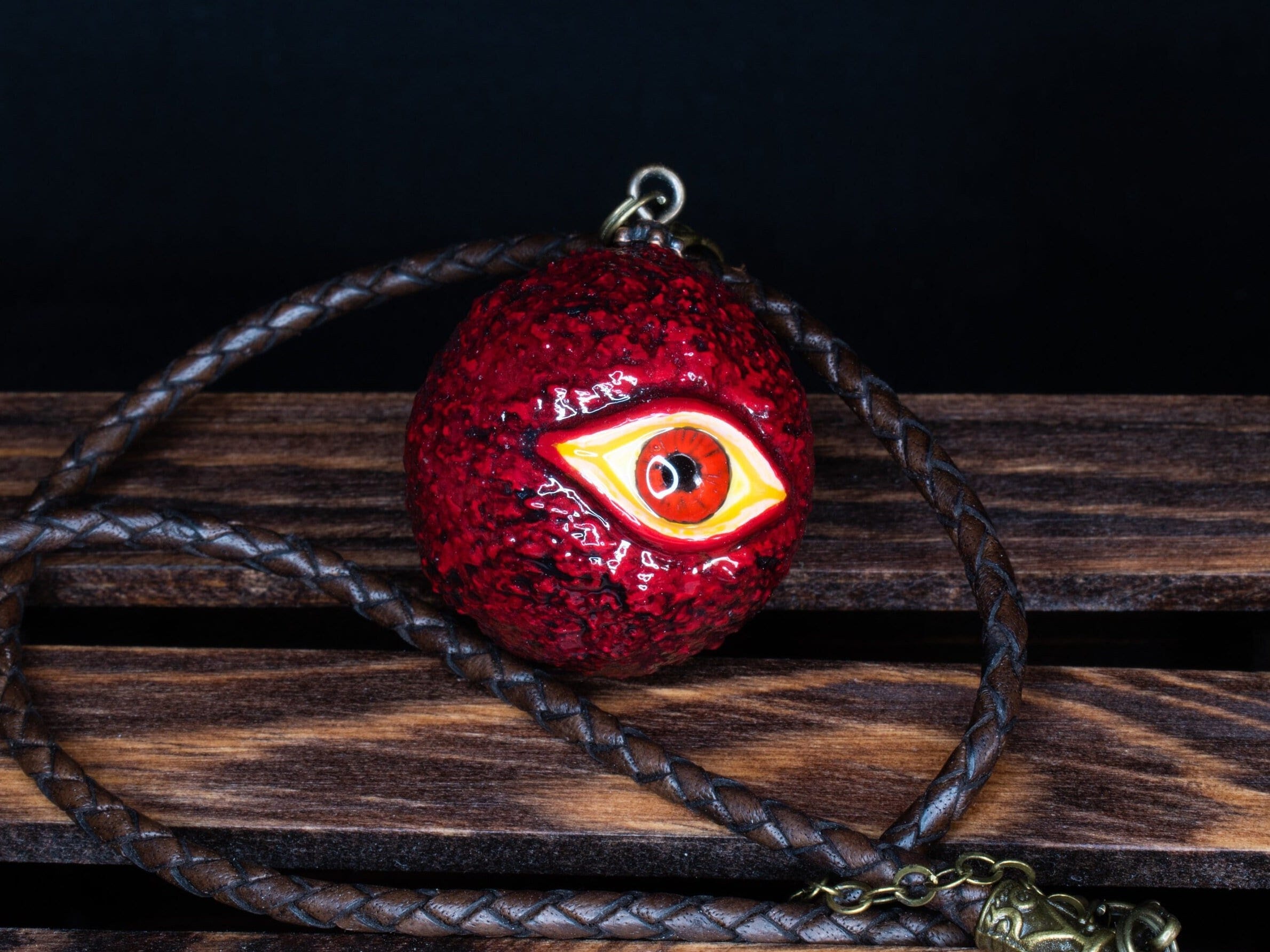 Red Eyeball Pendant - Orb of Crimson Eye - Horror Jewelry