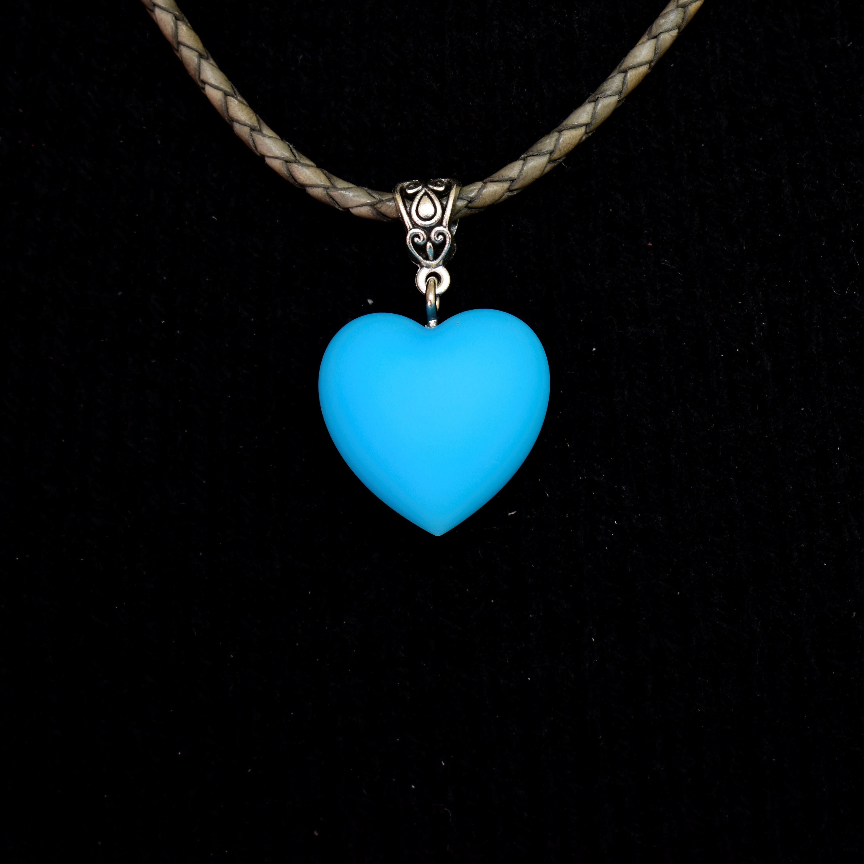Blue Heart Pendant, Magical Girl Necklace, Cosplay Necklace