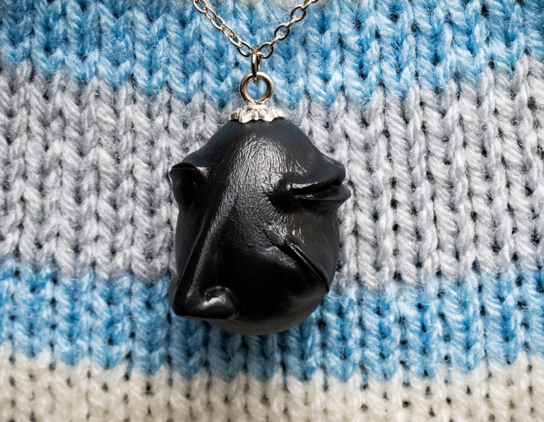 Charcoal Black Behelit Pendant - Berserk anime Inspired - Resin Pendant Necklace - Anime Inspired - Naughty List Gift - Anime Christmas 