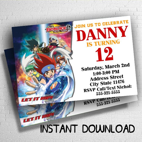 Beyblade Birthday Invitations 8