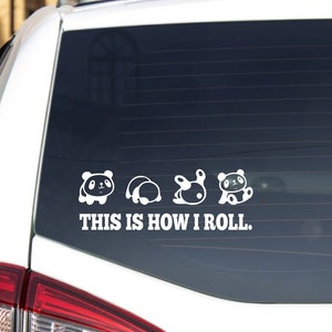 this is how I roll decal, funny panda car stickers, trackpad sticker, window sticker, funny bumper sticker