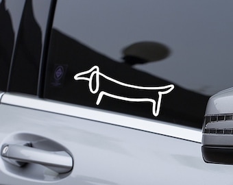Klomp de teckel auto sticker, Picasso autostickers, auto sticker, raamsticker, grappige bumpersticker, hond achteruitkijkspiegel sticker