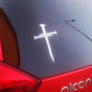 three nails cross car decal, christian stickers, laptop decal, three nail cross window sticker, camper bumper sticker