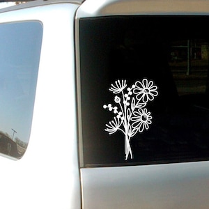 wildflower bouquet car decal, floral bouquet car stickers, flowers car decal, window sticker, feminine bumper sticker