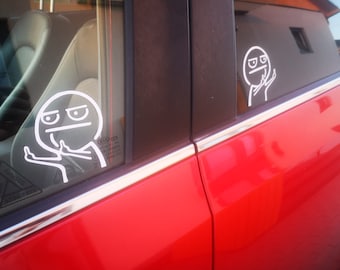 2x figura de palo calcomanías de coche dedo medio, pegatinas de coche divertidas, pegatina de ventana, pegatina de parachoques, calcomanía de parachoques grosero f u
