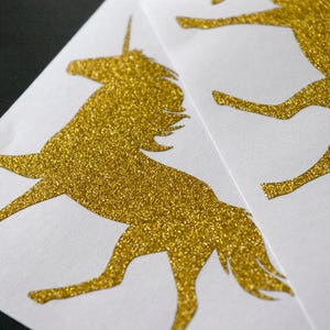 15 gold-Glitter-Einhorn-Aufkleber, Kinder Geburtstagsparty, Umschlag Dichtungen, Einhorn Abziehbilder, Einhorn-Thema-Partei, gold Umschlag Dichtungen