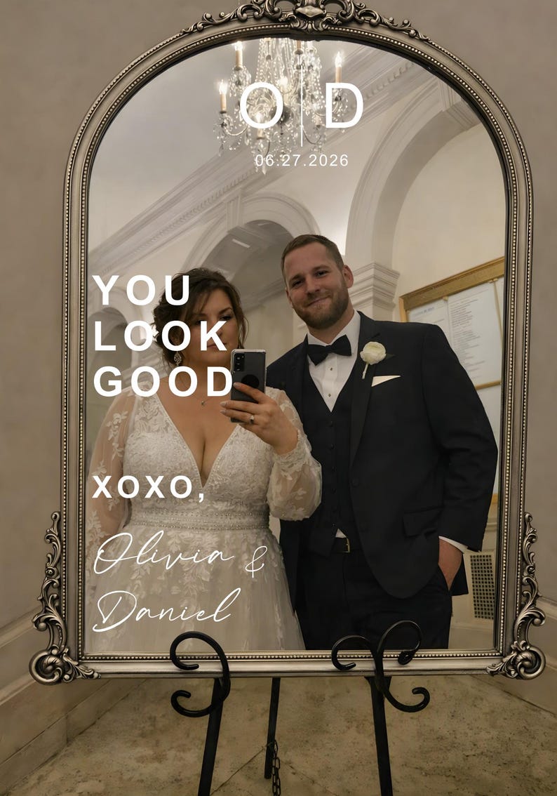 Sticker miroir de mariage, autocollant personnalisé avec noms et date ...