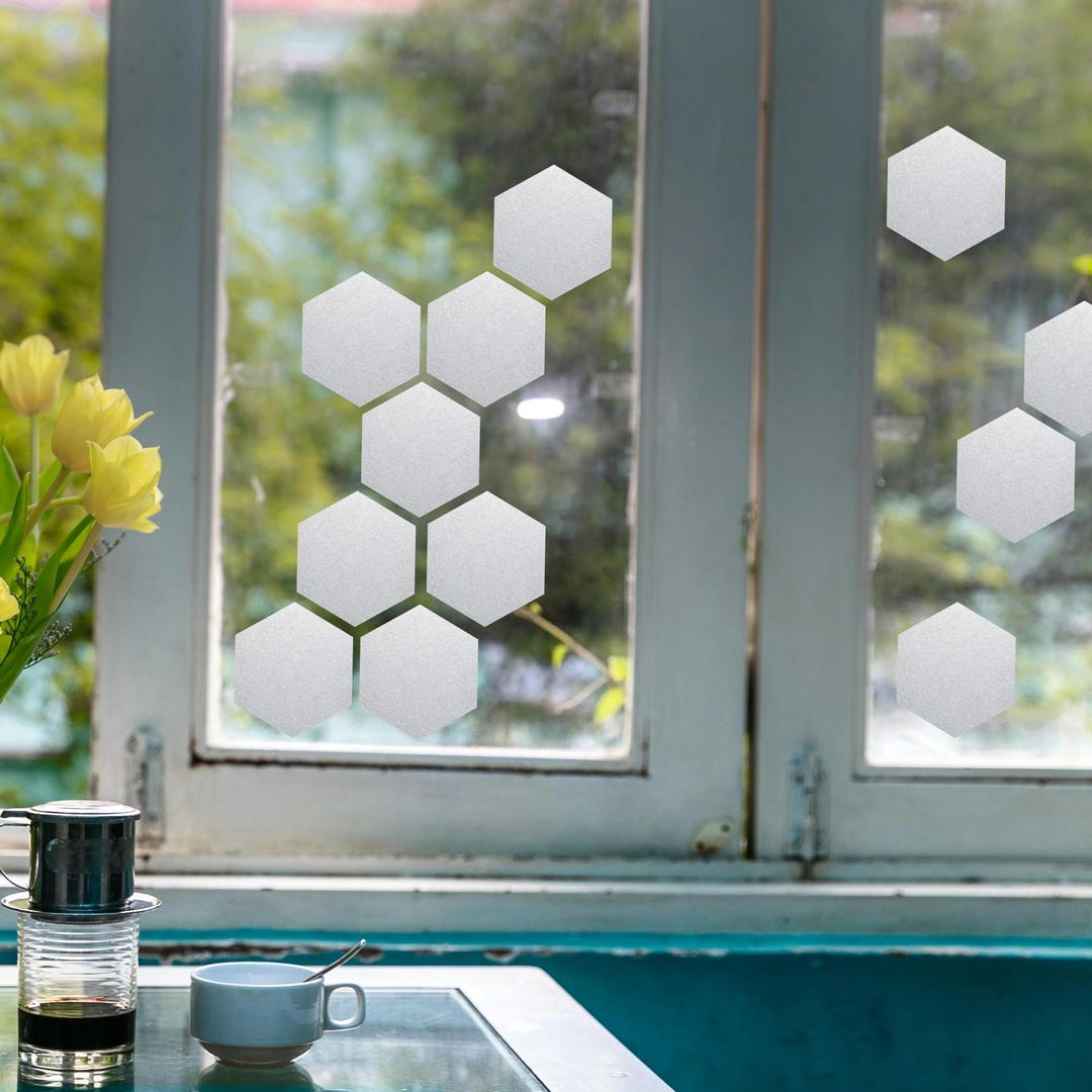 Window Screen Sticker Hexagon Window Decals, Frosted Clings, Etched Stickers, Removable and ...