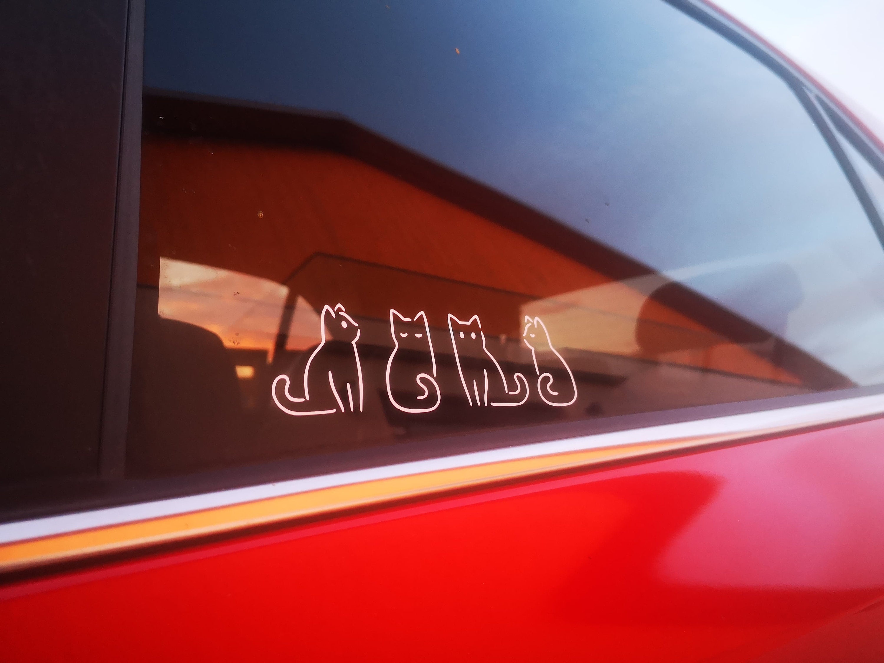 4 Cute Cats Car Decal, Kitten Car Stickers, Car Decal, Window Sticker ...