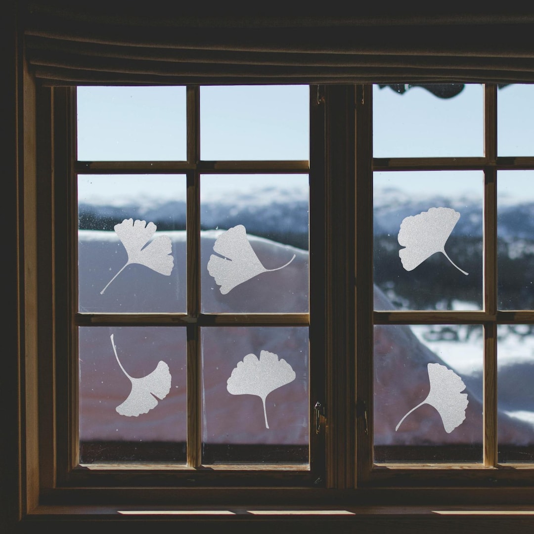 Gingko Window 6 Ginkgo Window Decals, Frosted Window Clings, Etched Window Stickers ...
