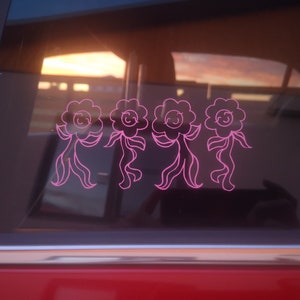 dancing flowers sticker, car stickers, car decals, vinyl decals,  car bumper sticker, wall decal