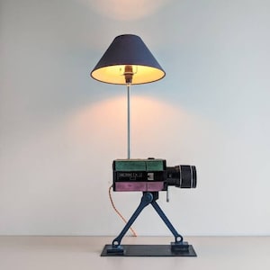 Up-cycled Vintage Suprazoom MX-1000 Film Camera Lamp, Quirky Table Accent Light