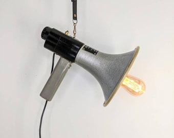 Vintage Upcycled Loudhailer Megaphone 'Marconi' Accent, Table, Wall Lamp