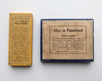 Two Vintage Puzzle Ballbearing Games 'Alice In Puzzleland' & 'The Bagatelle Puzzle and Game' Made In London, England