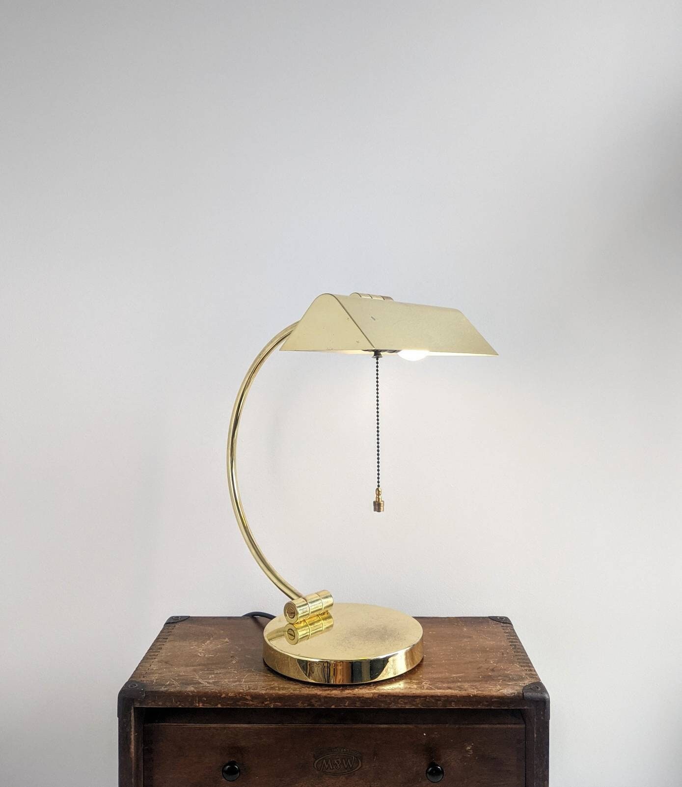 Vintage Banker s Desk Lamp in Shiny Gold Etsy