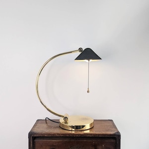Vintage Banker&#39;s Desk Lamp In Shiny Gold