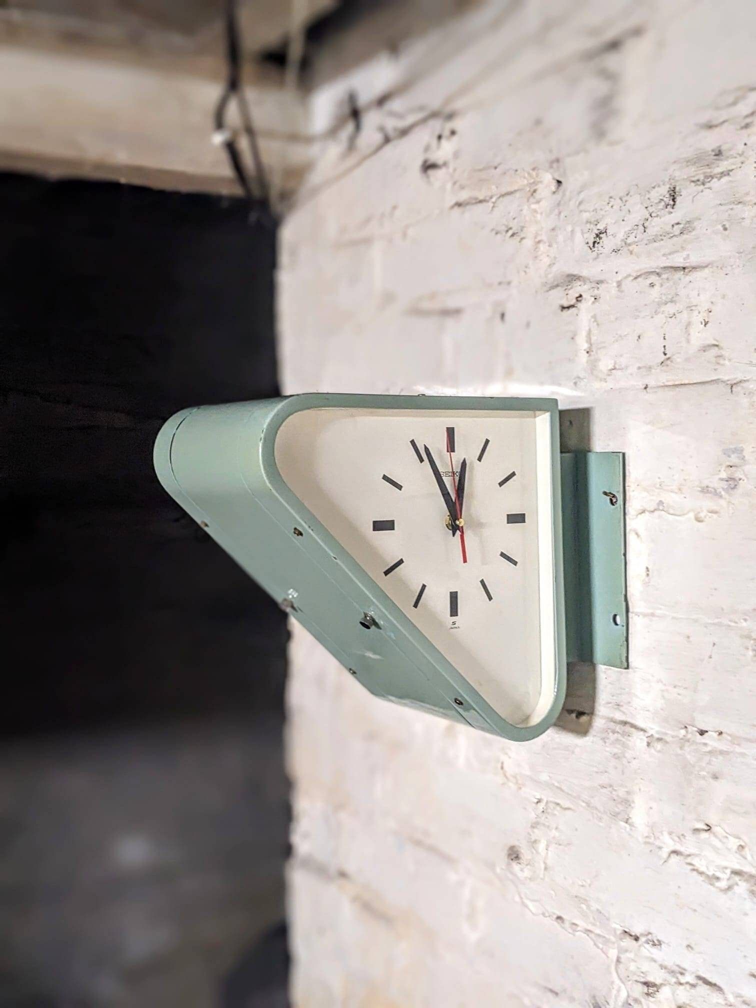 Vintage Retro Double Sided Triangular Seiko Wall Clock, Japan