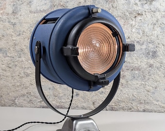 Vintage Industrial Stage Lamp 1980s Furse Spotlight Blue Theatre Light Desk Lamp E27 PAT Tested Loft Lighting