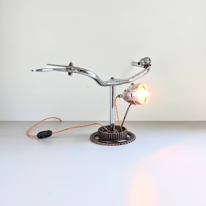 Vintage Bike Handlebars With Headlight Upcycled To Quirky Accent Table Lamp