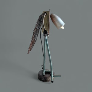 Unique Vintage Lamp &quot;Fly&quot; Handmade from Recycled Materials | Steampunk-Inspired Art Light