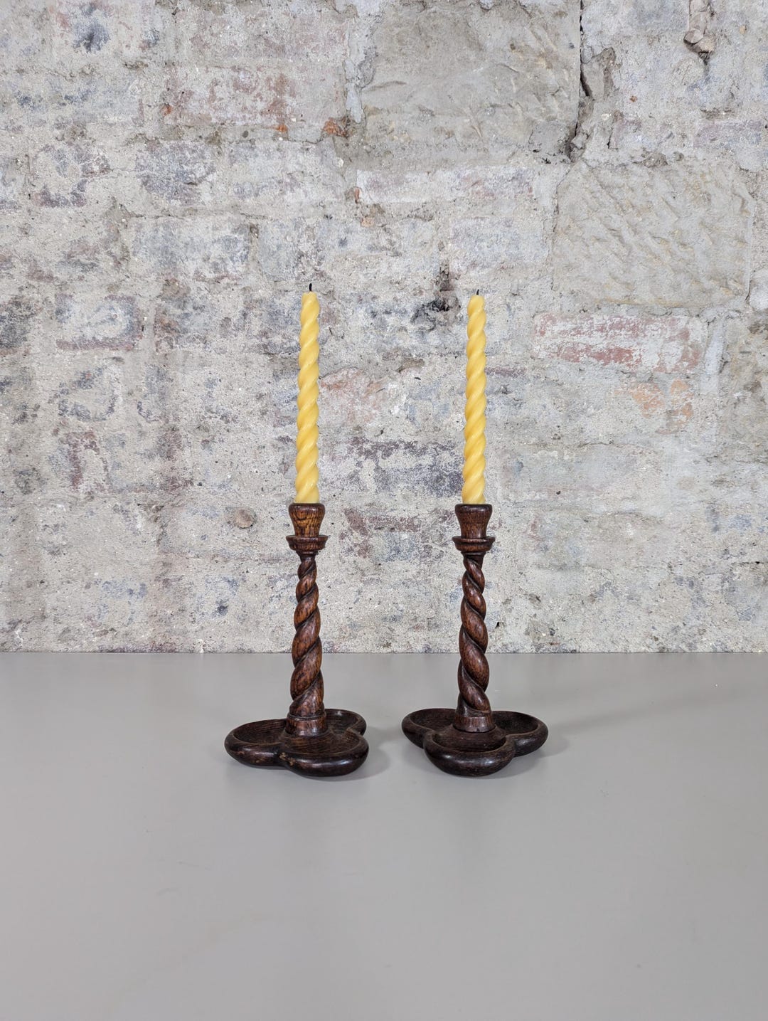 Coppia di portacandele in legno vintage, epoca vittoriana - Etsy Italia