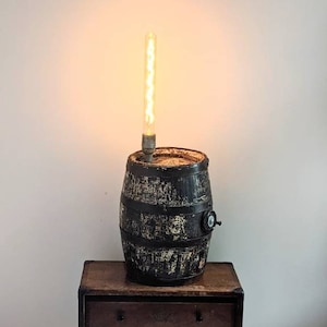 Vintage Upcycled Wooden Cider Barrel Table / Floor Lamp
