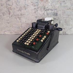 Vintage Burroughs Portable Adding Machine – Early 20th Century Calculator with Original Cover, Made In Canada
