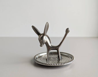 Charming Vintage Silver Plated SEBA Donkey Ring Holder, Made In England, 1960's