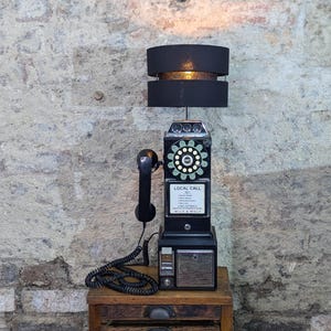 Vintage Retro Pay Phone Coin Telephone Upcycled into Accent Table Lamp
