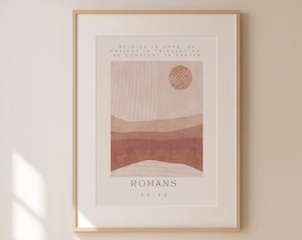 Romans 12:12 Printable | Rejoice In Hope | Inspirational Christian Wall Art | Christian Home Decor | Christian Art Printable