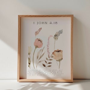 1 John 4:18 | There is no fear in love…. | Printable Home Decor | Christian Wall Art | Inspirational Wall Art