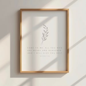 Matthew 11:28 Christian Wall Art | Bible Verse Printable | Inspirational Scripture Decor | Faith-Based Home Decor | Christian Gifts
