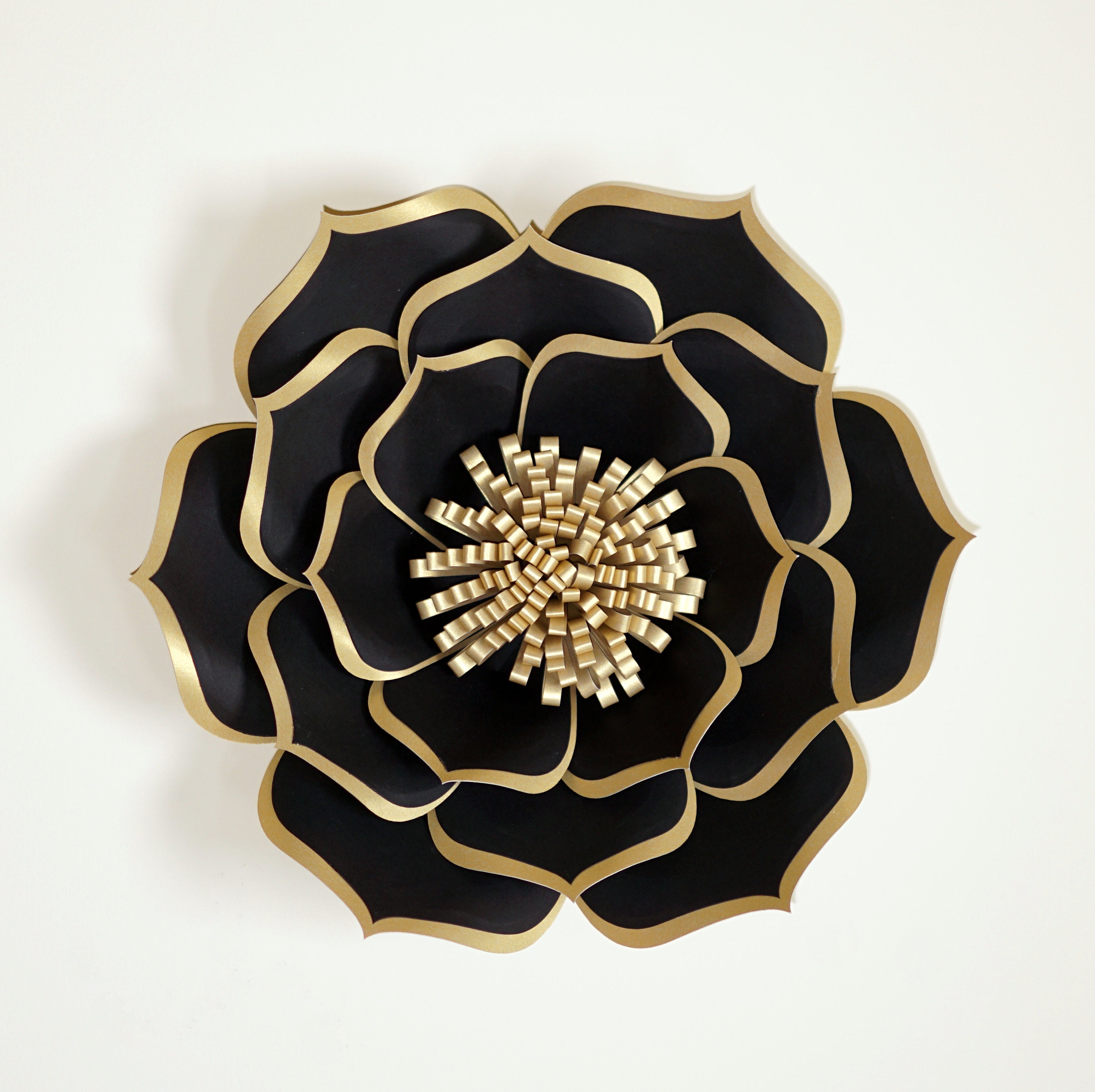 Black Gold Paper Flowers Set Custom Black Gold Flower Wall Etsy
