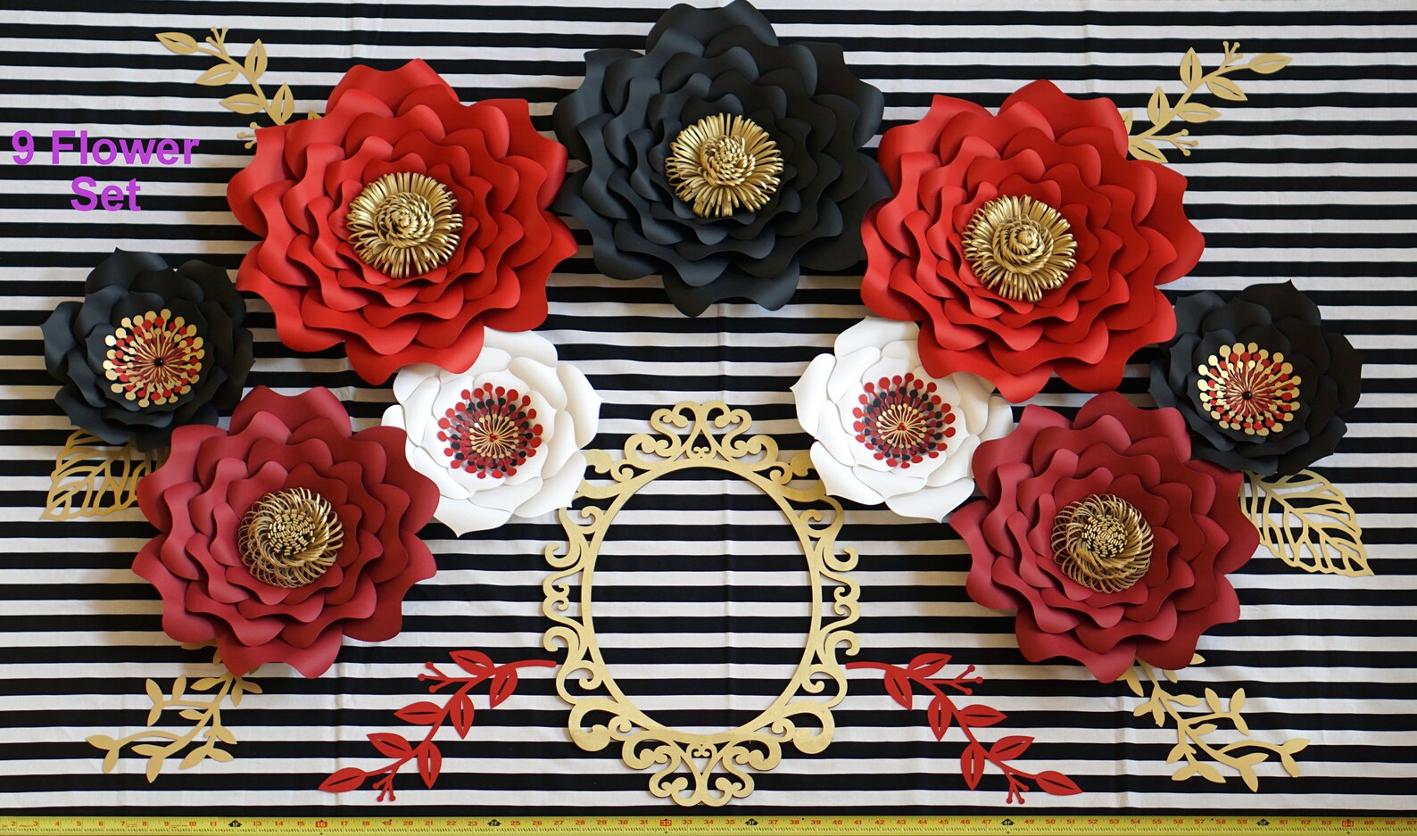 Custom Pink Black Gold Paper Flowers Backdrop for Wall Decor Etsy
