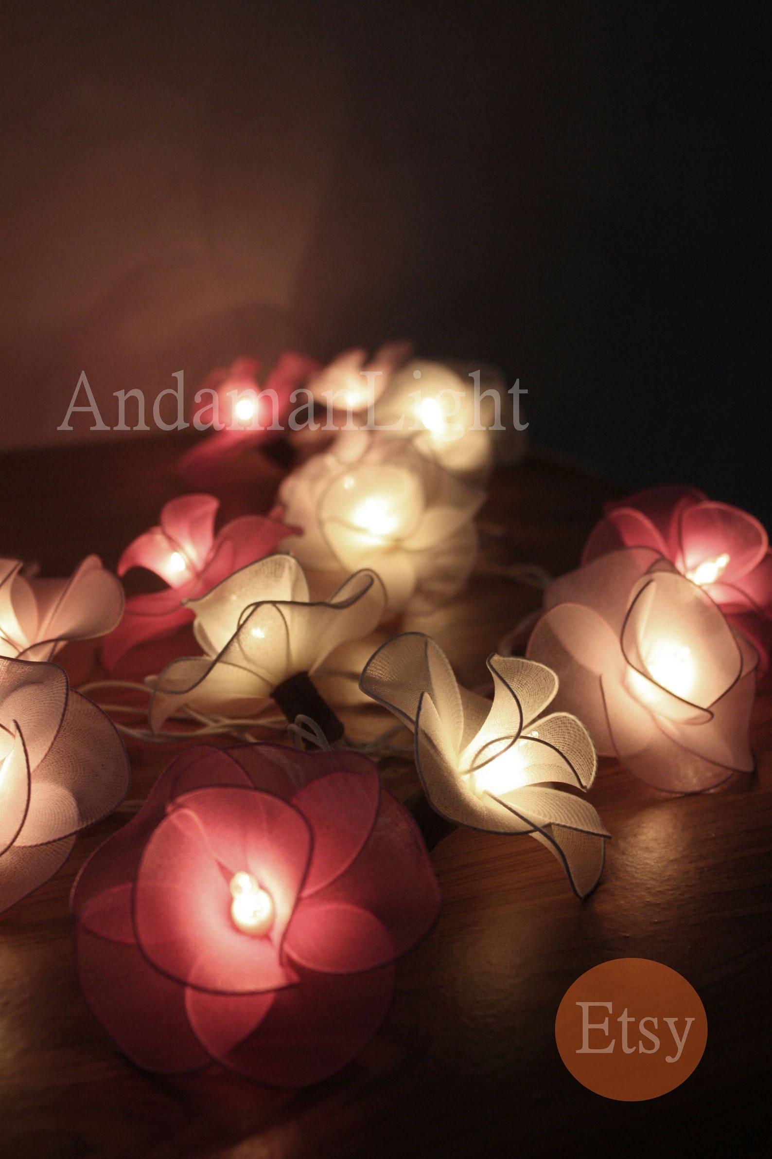 Fairy Lights20 Pink Tone Rose Flower Fairy String Light Etsy