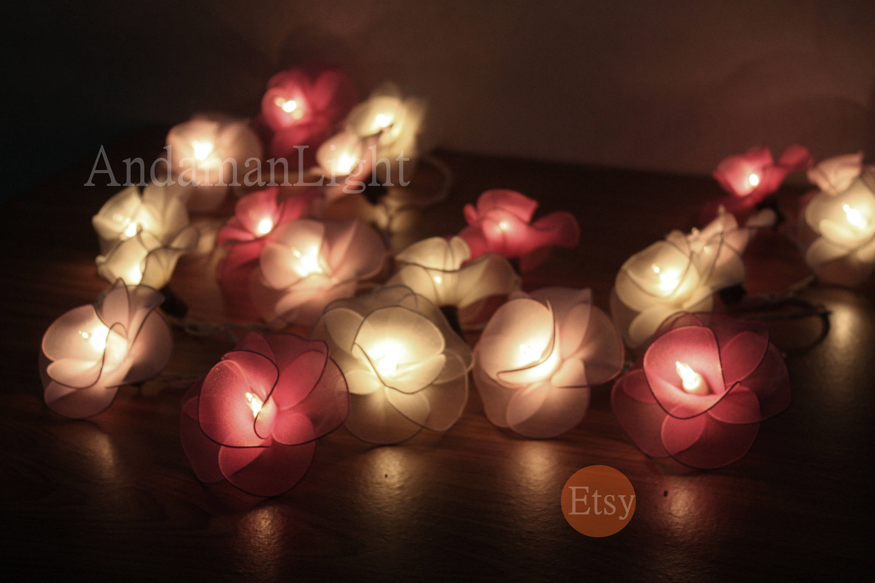 Fairy Lights20 Pink Tone Rose Flower Fairy String Light Etsy