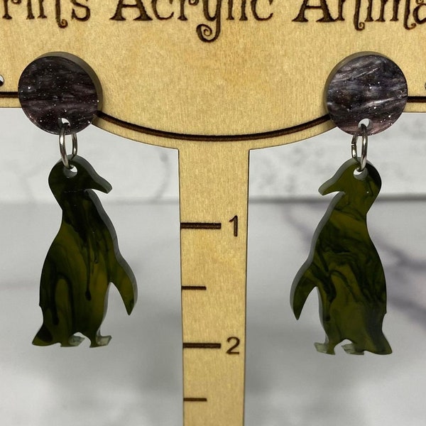 Penguin Earrings, Acrylic Earrings, Bird Earrings, Eclectic Earrings, Nature Earrings, Gifts for Penguin Lovers, Animal Earrings, Penguins