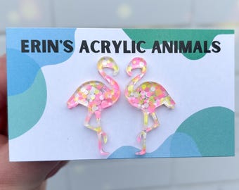 Flamingo Earrings, Pink Earrings, Ocean Earrings, Stud Earrings, Pink Flamingo, Florida Earrings, Flamingo Jewelry, Flamingo Gifts, Flamingo