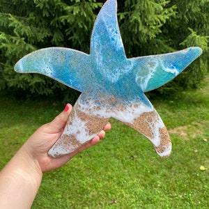 Starfish Epoxy Ocean Art, Starfish Art, Starfish Decor, Wave Art, Ocean Decor, Beach Decor, Epoxy Art, Resin Art, Starfish, Starfish Gifts