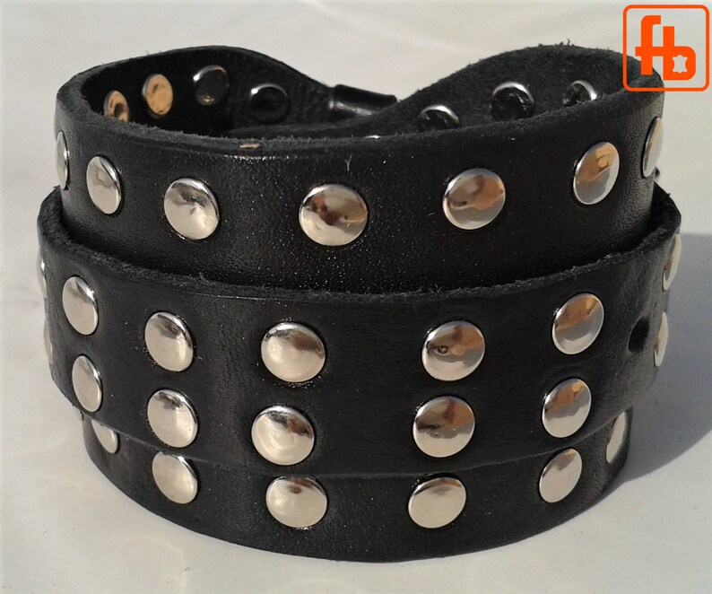 Double Wrap Leather Bracelet Rock /'n/' Roll Chic Leather Bracelet Studded Bracelet Punk Rock Biker Bracelet Buckle Bracelet