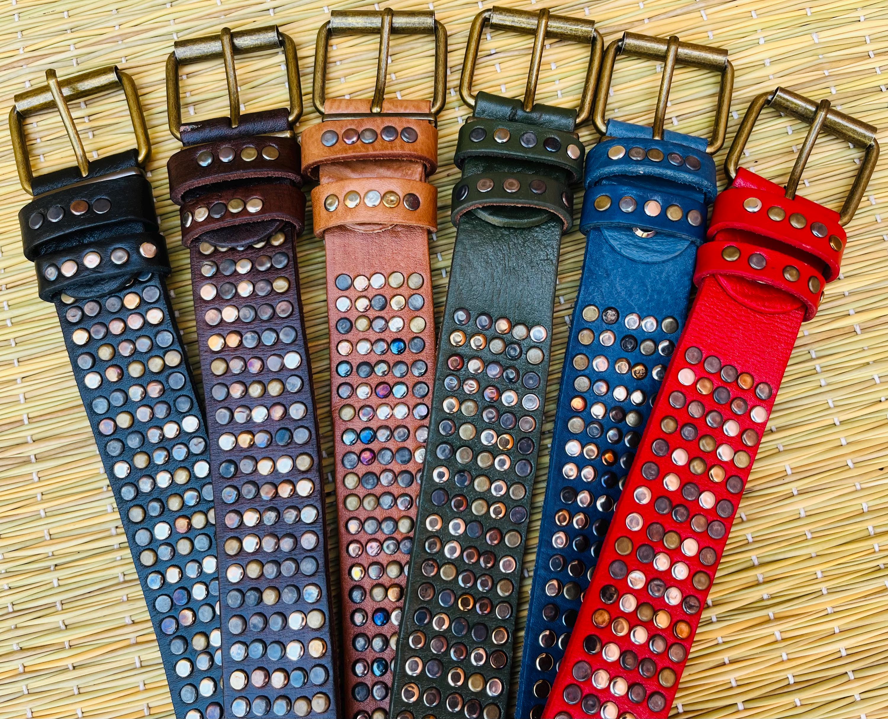 HTC SOLID BRASS 「BLACK TRASH」studs belt HTC SOLID BRASS 「BLACK